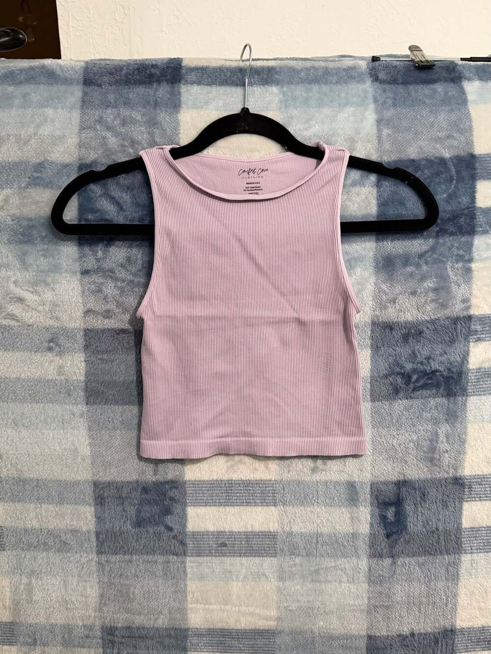 Comfort Cove Clothing Light Purple Ribbed High-Neck Crop Tank Top OS